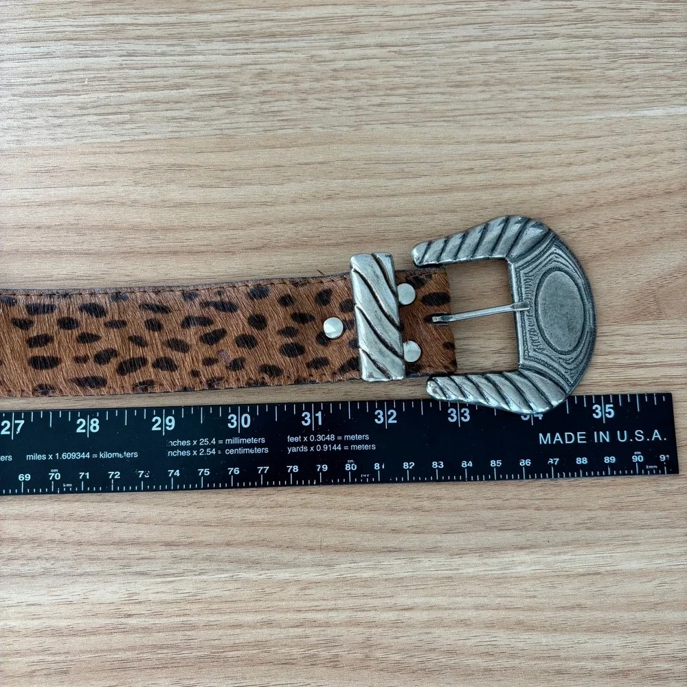 Vintage L. Chessler Leather Belt Silver Buckle Western Cowgirl Size SM